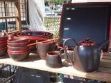 Yaletown bowls, plates, mugs and a teapot on the market stall by Matthew Freed